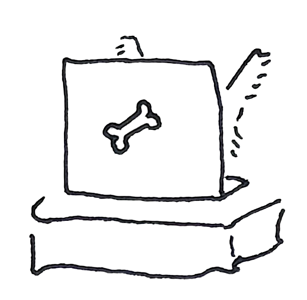 Frank the mascot at a computer