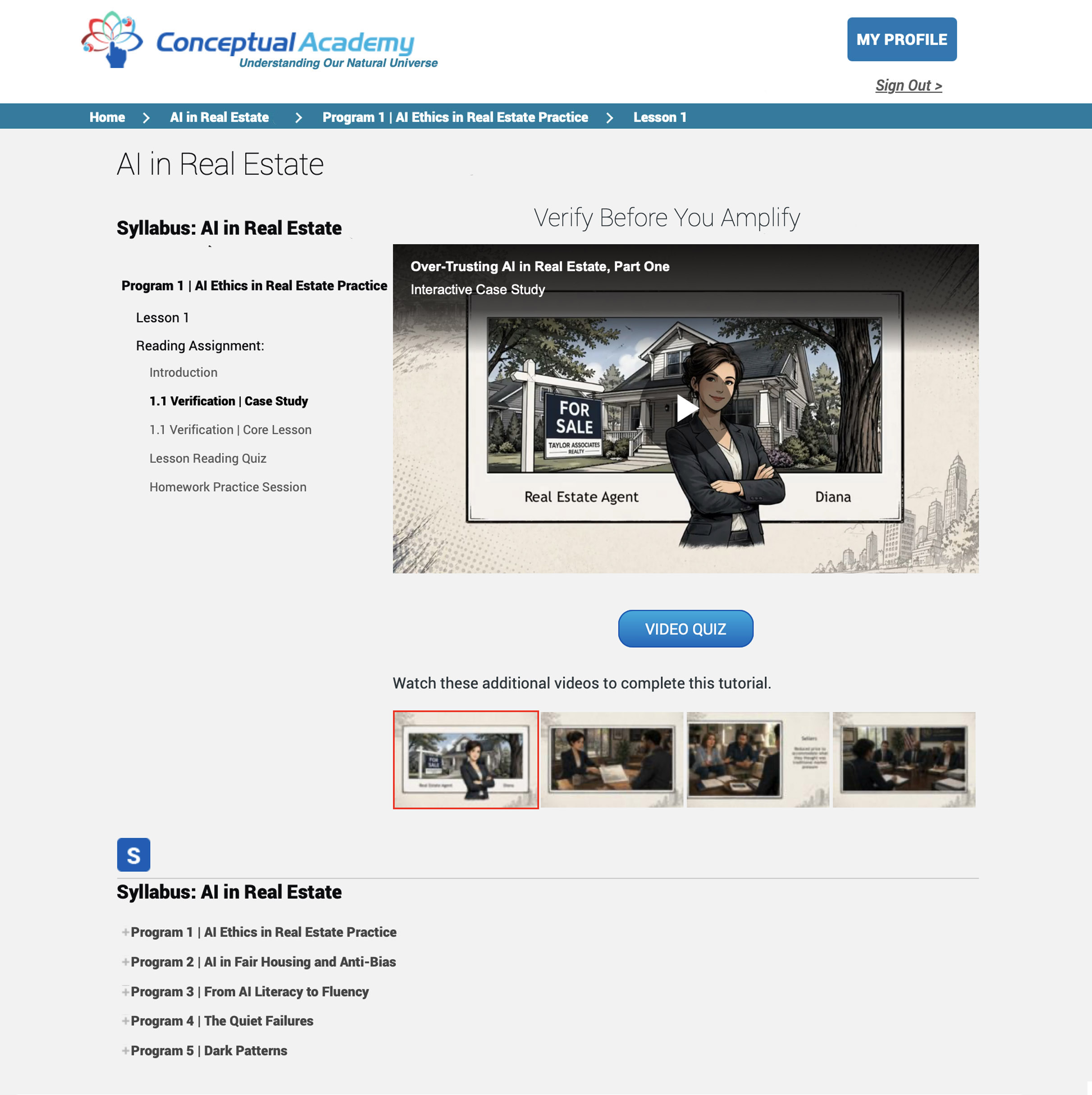 Inside the AI in Real Estate program on the Conceptual Academy platform